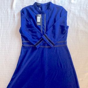 Blue A Line Dress 3/4 Sleeves